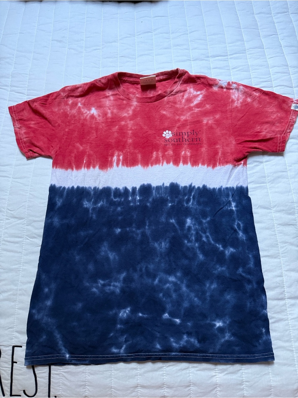 Southern Marsh Red White & Navy Tie-Dye Short Sleeve Tee